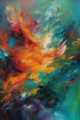 Vibrant Abstract Painting With Colorful Hues - obrazy, fototapety, plakaty