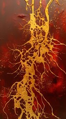 Tree Painting With Yellow Roots - obrazy, fototapety, plakaty