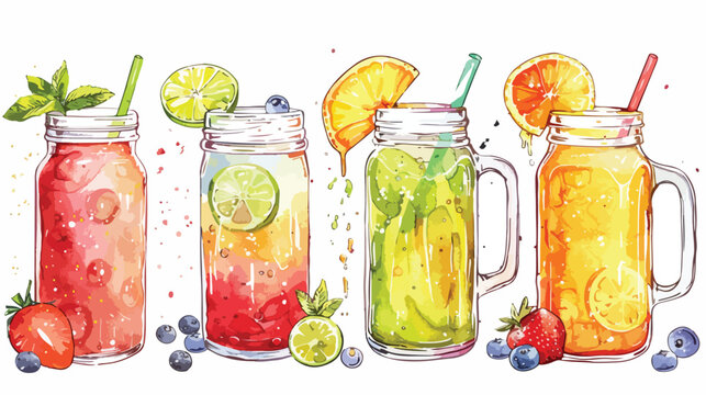Set of Four web banner templates with smoothies juice