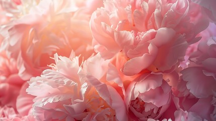 Bouquet of stylish peonies closeup Pink peony flowers Closeup of flower petals Floral greeting card or wallpaper Delicate abstract floral pastel background : Generative AI