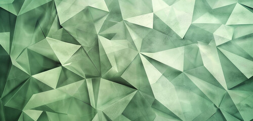 Soft mint and olive green polygons with grain texture for elegant backgrounds. - obrazy, fototapety, plakaty