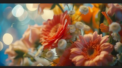 Close up shot of flowers arranged in a vase : Generative AI - obrazy, fototapety, plakaty