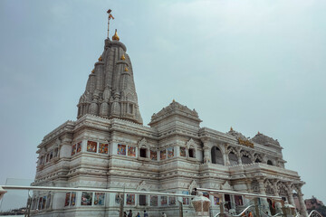 Mathura, Uttar Pradesh, India. Very famous Hindu Temple- Prem Mandir. This temple is dedicated to...