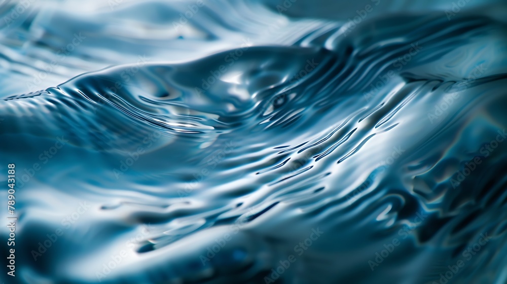 Poster blue textured background of waves with ripples on the water closeup selective focus defocus : genera