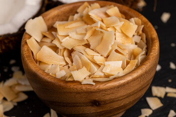 sweet orange and yellow coconut flakes fried in sugar