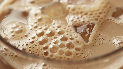Close up shot of milk coffee drink : Generative AI