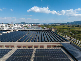 view of solar power panels on roof