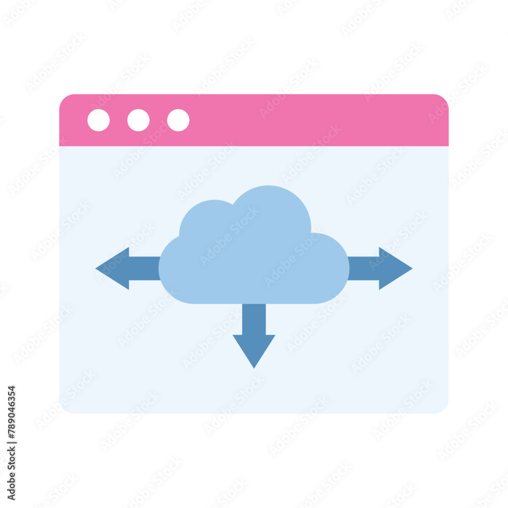 Wall mural cloud inside website, concept isometric icon of cloud computing