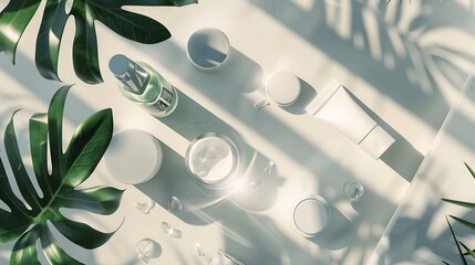 Cosmetic SPA mock up template for branding identity design View from above Flat lay : Generative AI