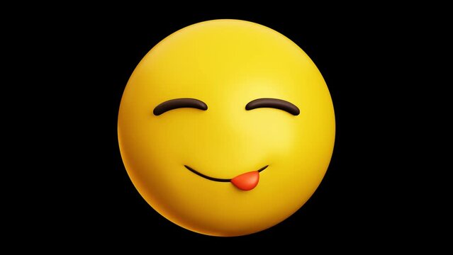 Delicious emoji, 3d emoticon animation, Alpha channel, Transparent video