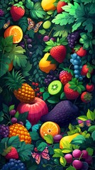Selection of fresh Fruit illustration