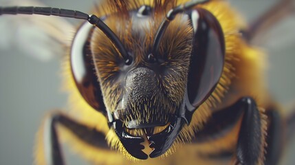 Stunning macro bee with huge eyes closeup : Generative AI