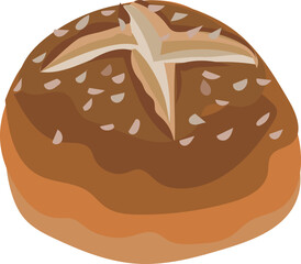 Loaf bread illustration on transparent background.
