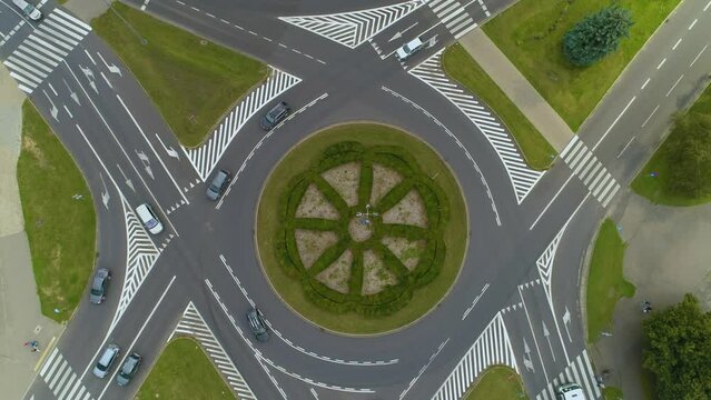 Crossroad Jana Pawla Pila Rondo Wodna Aerial View Poland
