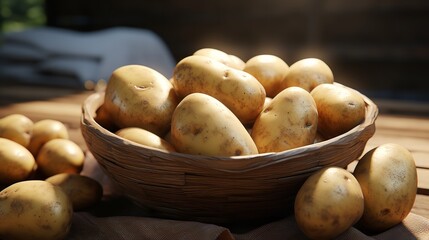 Fresh Potatoes on a White Surface: 8K Realistic Lighting