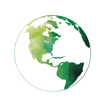 Green earth watercolor art hand drawing vector. Green and Blue Earth icon for environment concept. 