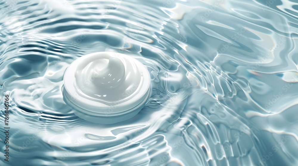 Aufkleber skin care product mock up on water surface water ripples from top angle flat lay of ocean waves with