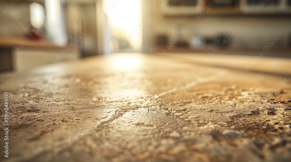 Poster empty stone surface on blurred background kitchen in apartment closeup : generative ai