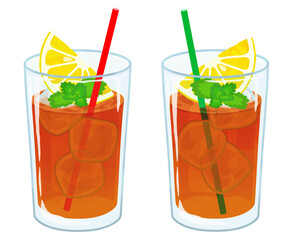 2杯のアイスレモンティー