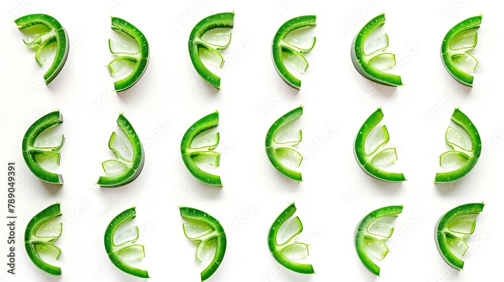 Poster Aloe vera slice pattern isolated on white background  top view  flat lay : Generative AI