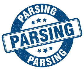 parsing stamp. parsing label. round grunge sign