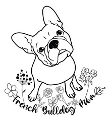 Adorable French Bulldog Mom with Flowers, Blooming Frenchie Mama