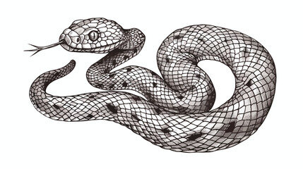 Vintage snake vector engraving illustration. Hand dra