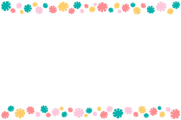 シンプルな小花のカラフルなフレームイラスト