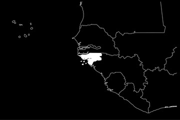 Guinea-Bissau map africa black background