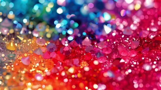Unleash your inner glamour with this glitzy background of confetti and sparkling diamonds in a rainbow of colors.