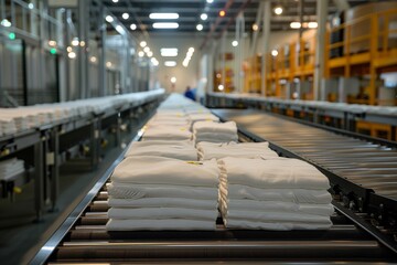 shirt packaging factory, linear conveyor