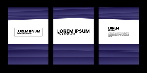 Fototapeta premium Three panels with a blue and purple gradient background and a white box in the center.