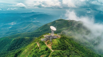 satellite dish on top of mountain.generative ai
