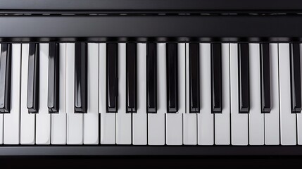 Closeup of piano keyboard Music instruments Copy space Black and White Piano Keys Taken From Above...