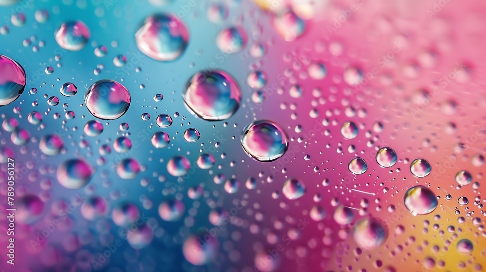 Aufkleber Water drops on color background top view : Generative AI