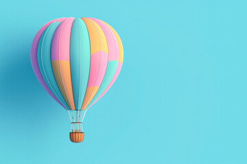 Fototapeta premium 3d isometric icon cute colorful hot air balloon on pastel blue background