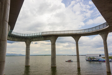 Modern bridge of Gajah Mungkur lake for tourist destination, located at Wonogiri 