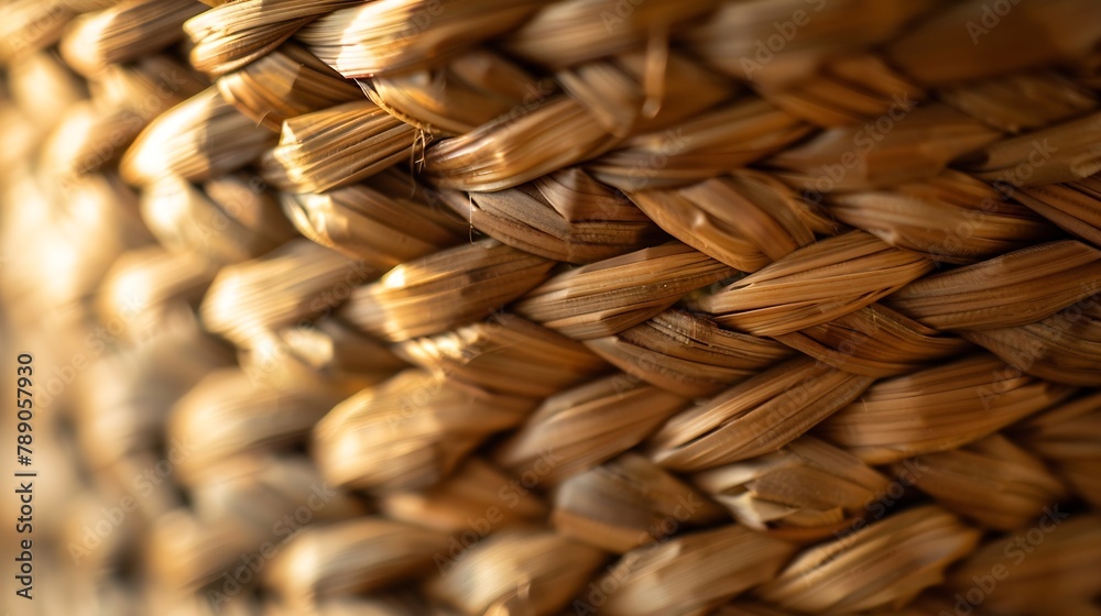 Poster light brown texture surface of hand made handcrafted knitted wicker basket : generative ai