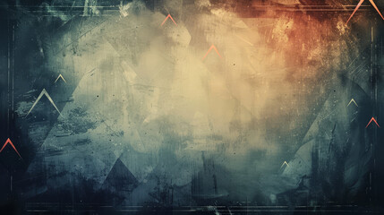 Dark blue grunge background with a pattern of faded triangles. - obrazy, fototapety, plakaty