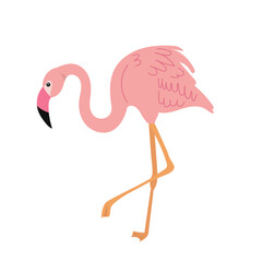 Obraz premium pink flamingo in flat style on white background vector