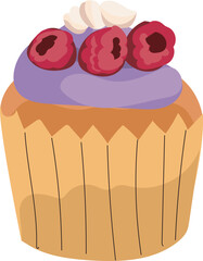 Berry cupcake illustration on transparent background.
