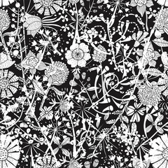 Vector vintage seamless  floral pattern. Herbs and wildflowers.  Can be used in textile industry, paper, background, scrapbooking. - 789059101