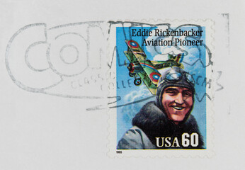 stamp paper vintage reto old plane usa 60 comics - obrazy, fototapety, plakaty