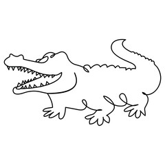 Crocodile   continuous one line drawing of outline vector illustration
