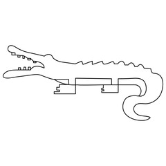 Crocodile   continuous one line drawing of outline vector illustration
