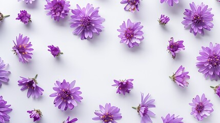 Xeranthemum annuum is a flowering plant species also known as annual everlasting or immortelle Composition of purple flowers on white background The concept of summer spring holiday To : Generative AI - obrazy, fototapety, plakaty