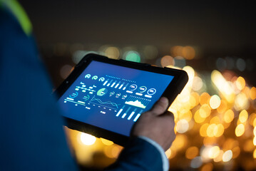 person working with tablet