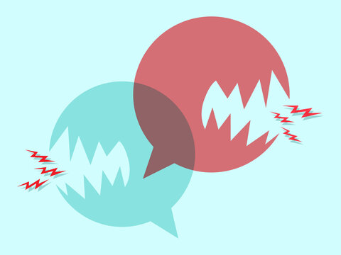 Speech bubble like an evil. bad communication. . Concept of bad communicate, conversation problem, talking confused, explain not clear, social bully, Aggressive dialogue.  cartoon illustration.