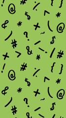 pattern with the image of keyboard symbols. Punctuation marks. Template for applying to the surface. pea background. Vertical image. Vertical banner for insertion into site.