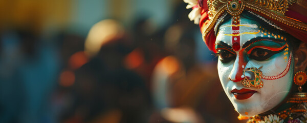 Vishu holiday concept - traditional dance Kathakali 